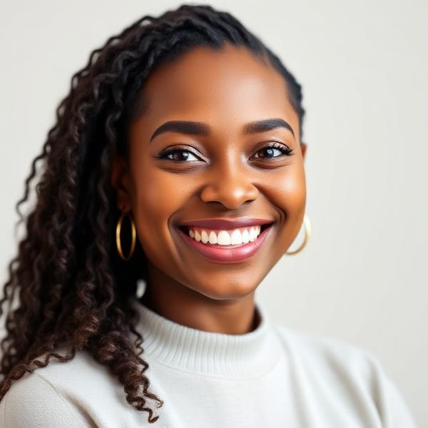 Portrait of Amara Okonjo, smiling